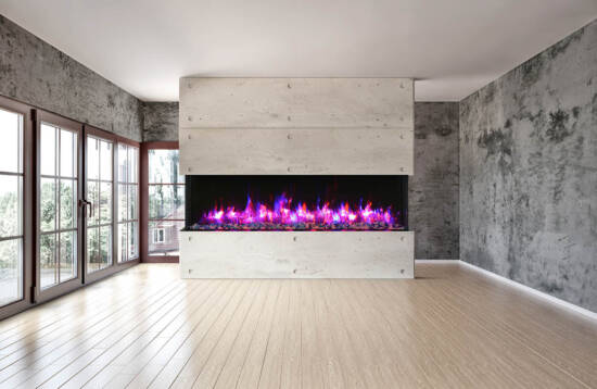 88" - 3 sided glass fireplace 88-TRV-XT-XL