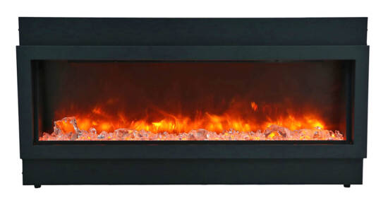 88" Electric Fireplace - Built-in with Black Steel Surround BI-88-DEEP-XT